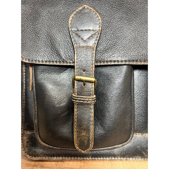 Vtg Wilson Leather Briefcase With Dual Front Buckle Pockets & Adjustable Strap - Picture 2 of 8